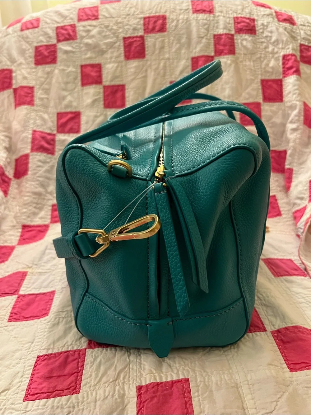 NWT Vera Bradley Mallory Leather Satchel in Turquoise Sea